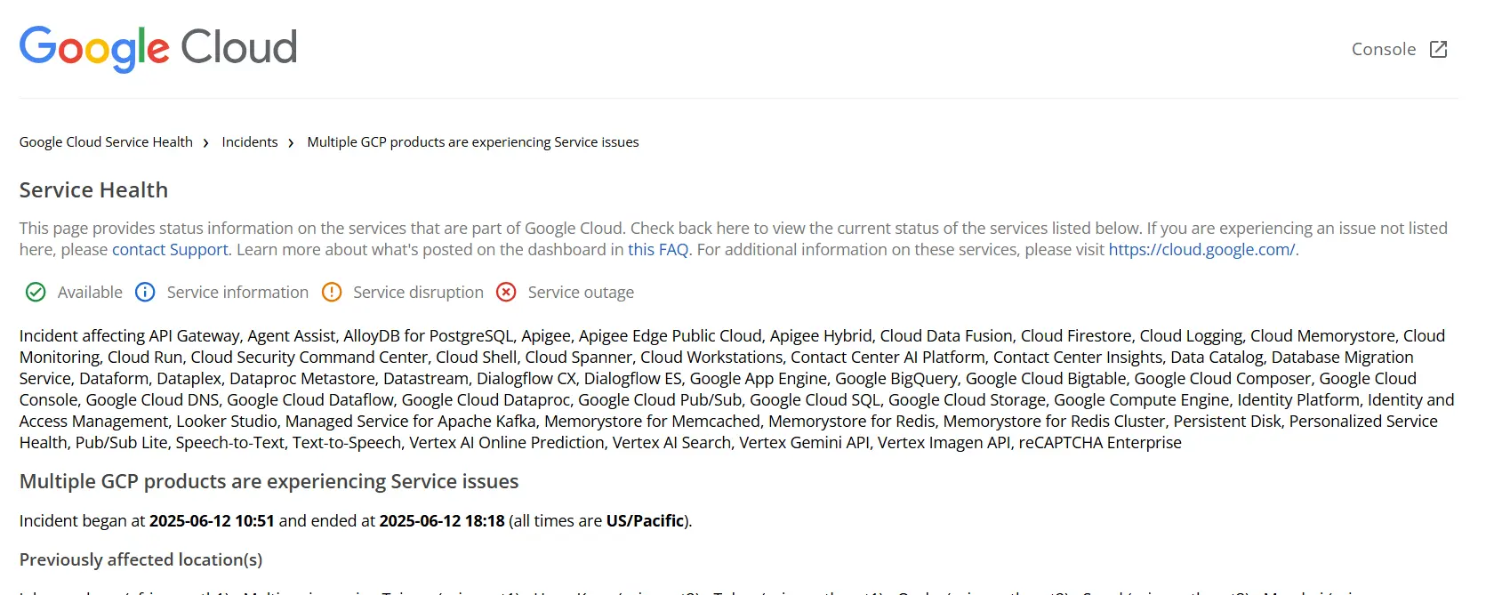 Google Cloud Outage